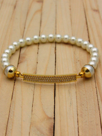 pulsera dorado perlas